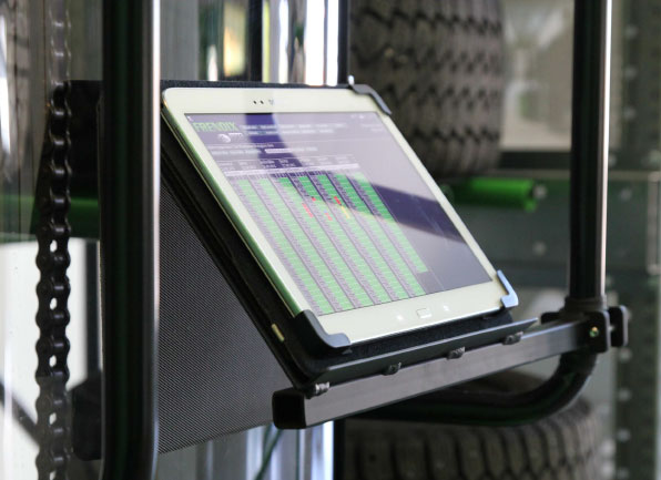 A tiremanagement software on a tablet screen.