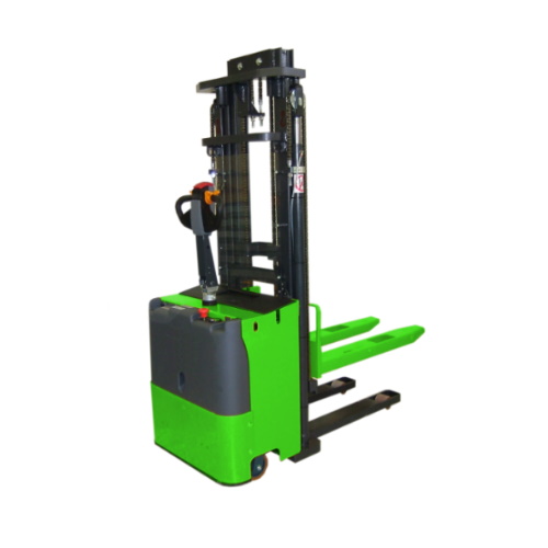 Black and green electric stacker.